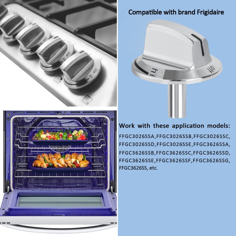 TURNEGOO Upgrade 5304525746 Long Stem Stove Knobs Replacements  Compatible with Frigidaire Gas Stove Range Oven Knobs  Replacement Part for 5304504839 (4 Packs) - Image 4